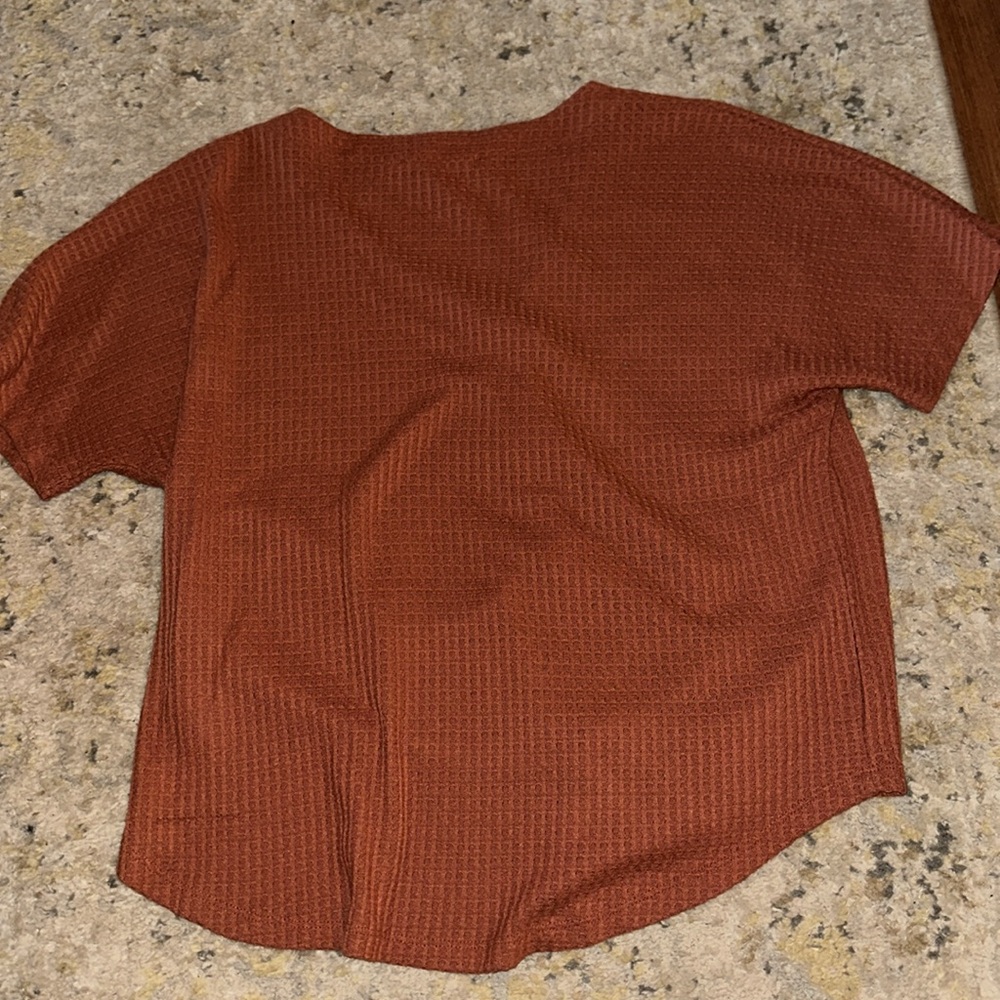 Double Zero Rust Button-Up Knit Top - Picture 4 of 4